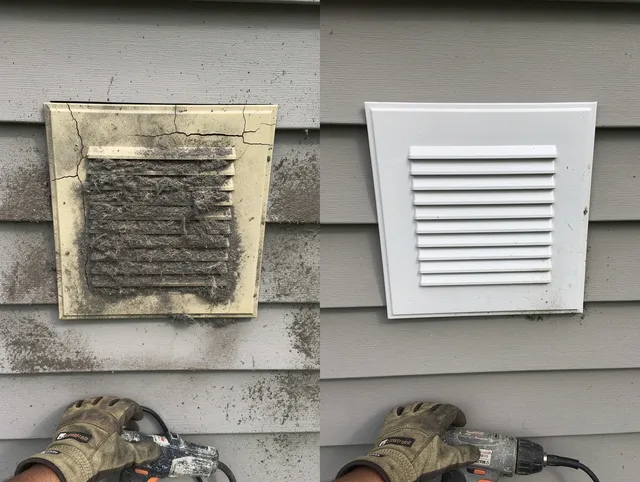 Black Forest Dryer Vent Cleaning technician installing high-quality dryer vent cover at a residential property in Black Forest